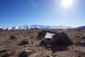 Our first camp on a high plateau above the Alichur River